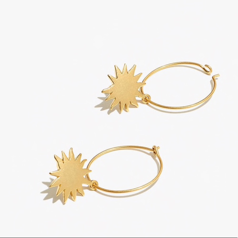 Madewell Gold Sunburst Hoop Earrings